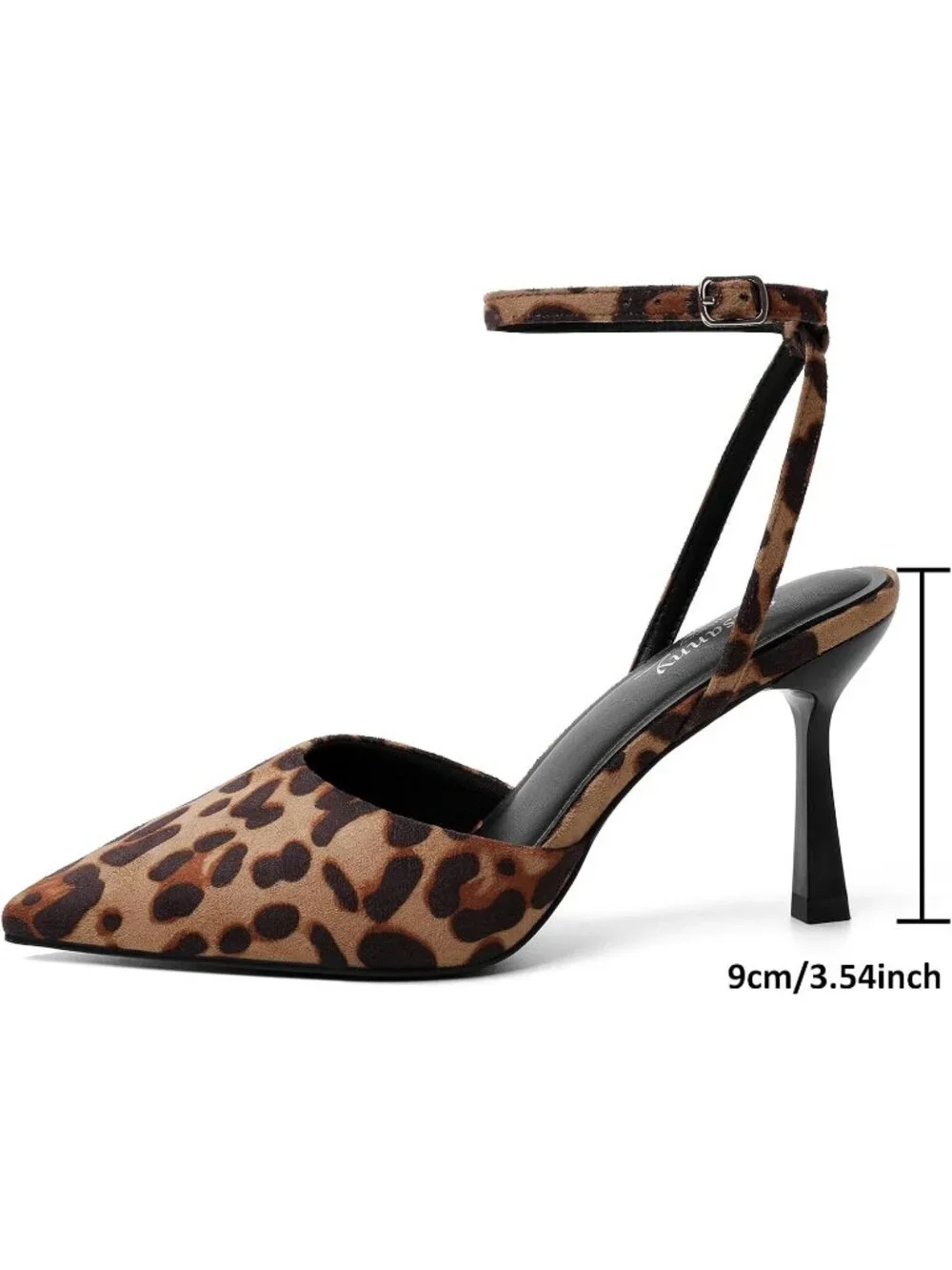 Women's Leopard Suede Elegant Closed Pointed Toe Strappy Stiletto Pumps Shoes